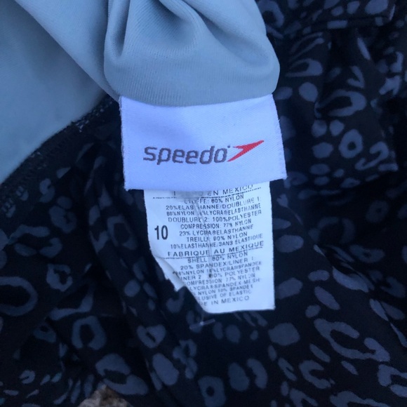 Speedo Size 10 Black Cheetah Print One Piece Swimsuit with cute back tie - Picture 6 of 6